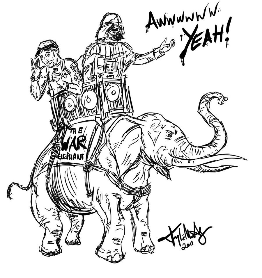 900x956 Darth Vader And Tupac Riding An Elephant By Sommadat