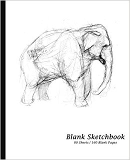 260x320 Blank Sketchbook Elephant Cover, Sketchpad Drawing Book [7.5 X