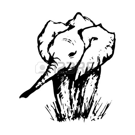 450x450 Graphic Image Of An Elephant On A White Background. The Freehand