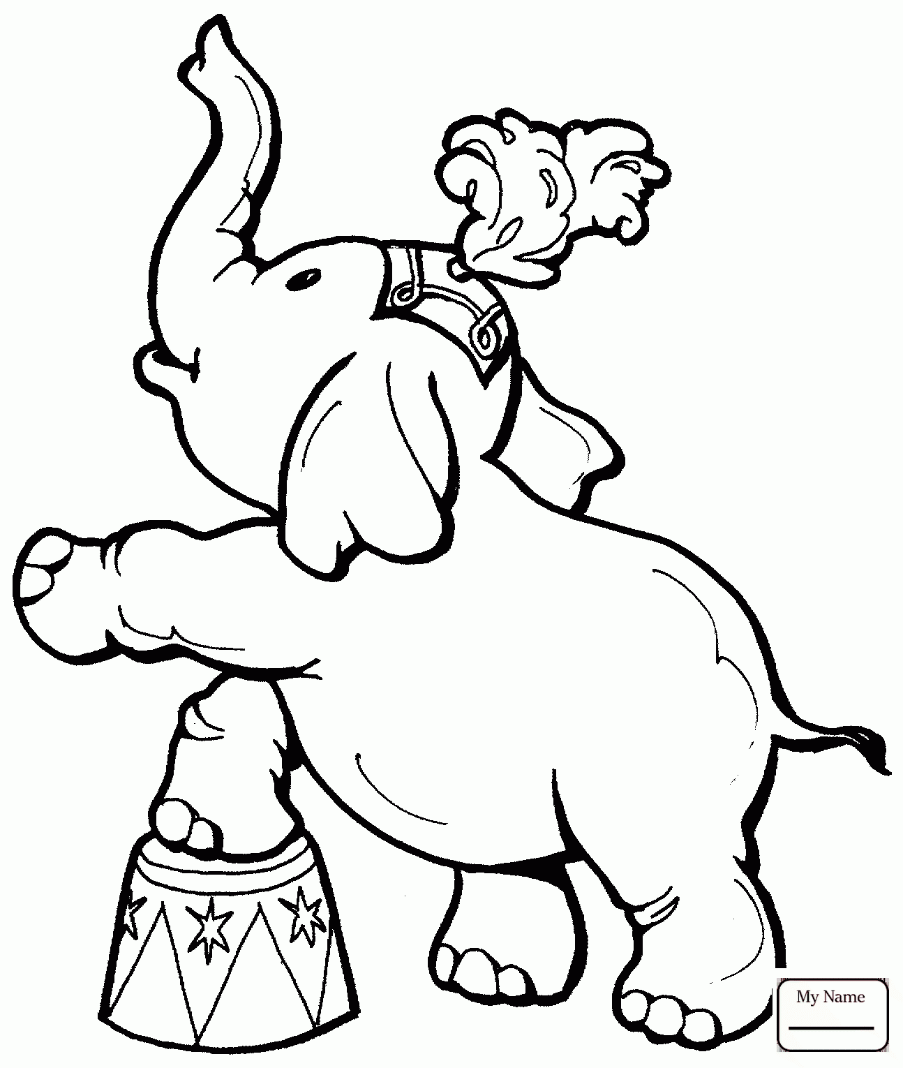 1294x1530 Coloring Pages Elephants Baby Elephant In A Circus Mammals