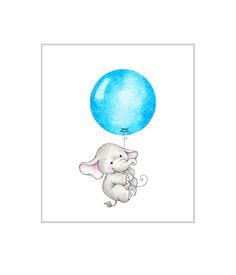 236x275 Elephant Nursery Art Print, Baby Elephant Illustration, Animal