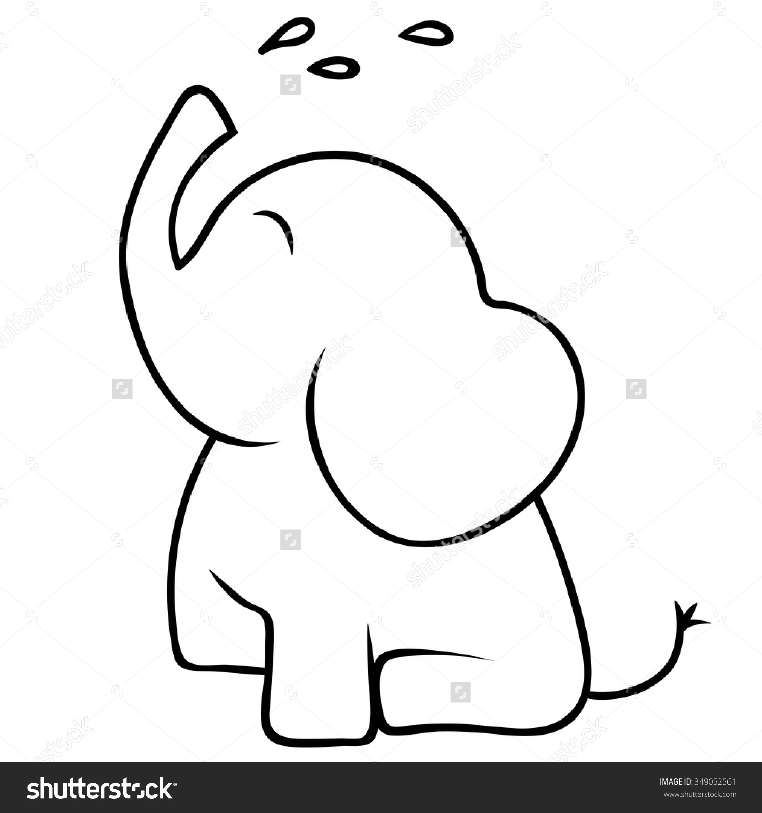1500x1600 Vector Cartoon Baby Elephant Which Pours Himself Water Stock