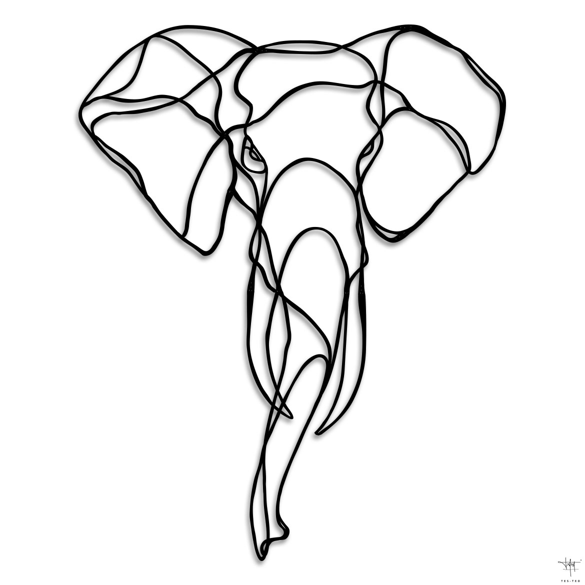 1170x1170 Drawing Of An Elephant Head Elephant Head Design Drawing Trophy