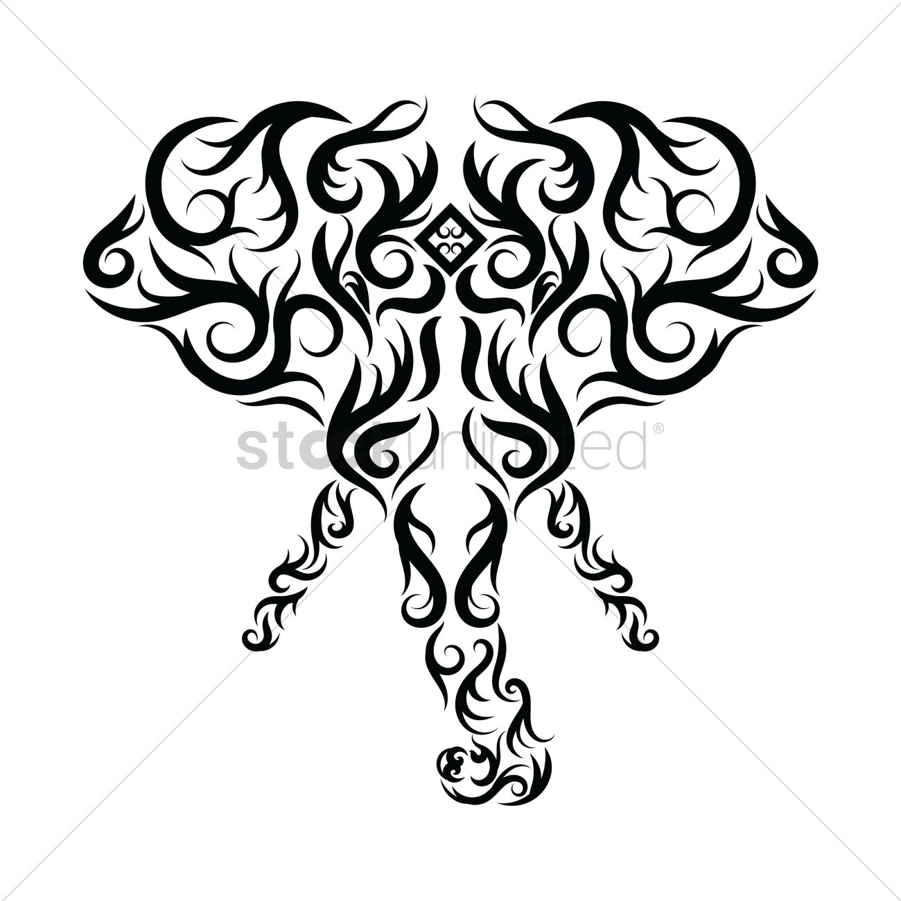 1300x1300 Elephant Tattoo Design Vector Image