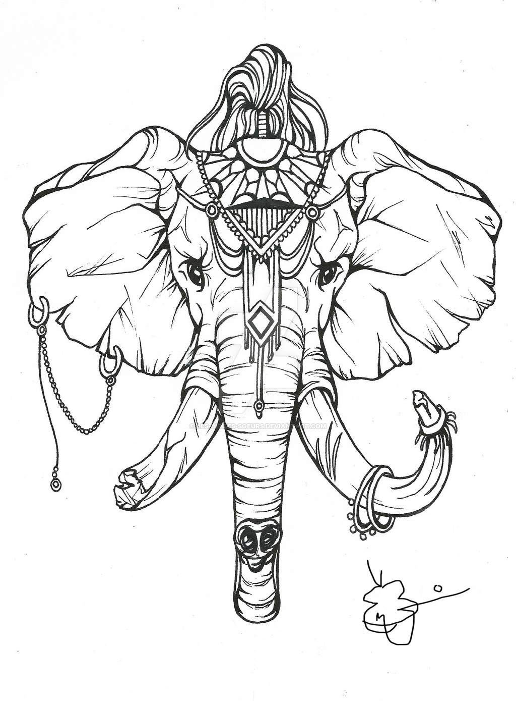 1024x1389 War Elephant Tattoo Design By Les Belles Soeurs