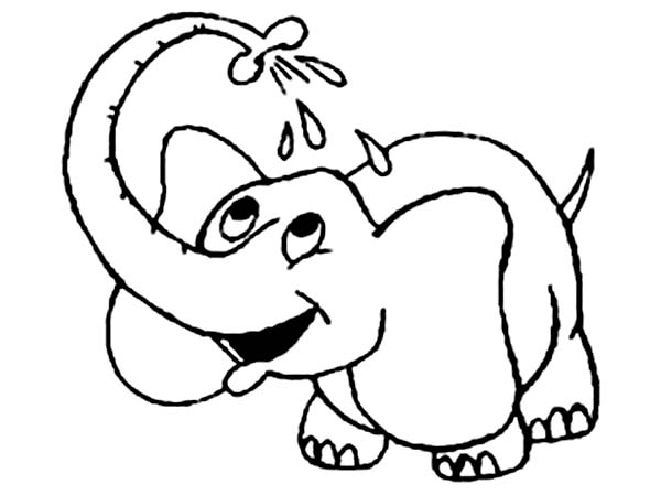 600x449 Little Elephant Take A Bath Coloring Page