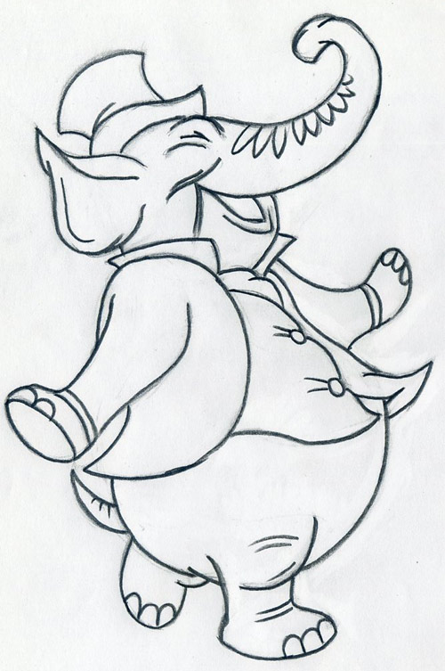 500x753 Walking Cartoon Elephant, Very Cute, Easy To Draw