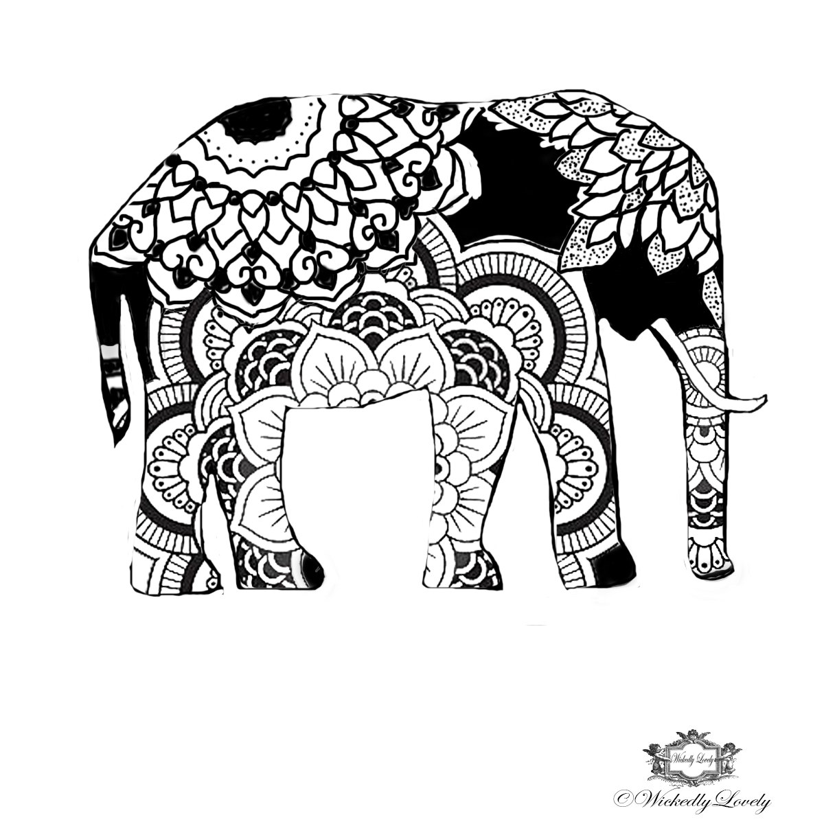 1200x1200 Aztec Elephant Clipart