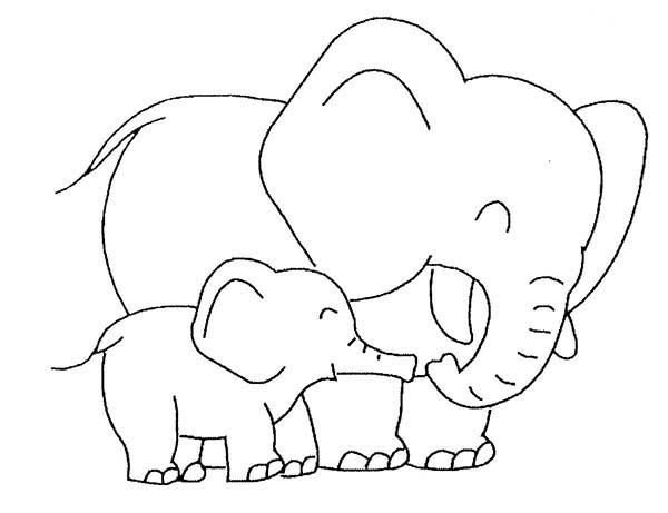 600x461 Baby Elephant Coloring Pages Ba Elephant Love Her Mother Coloring