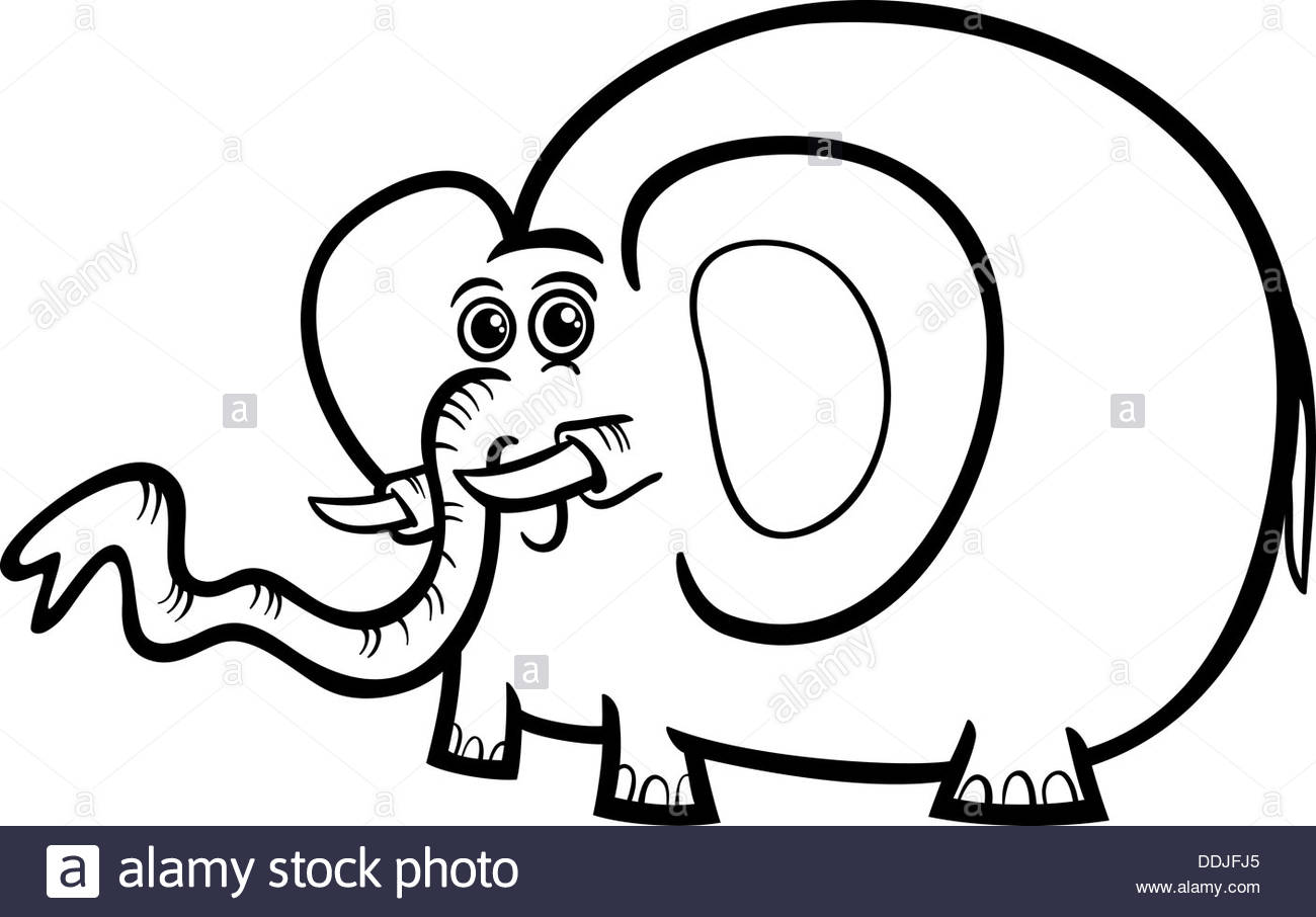 1300x906 Black And White Cartoon Illustration Of Cute Elephant Wild Animal