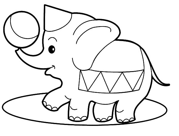 600x457 Cute Circus Elephant Wearing Pointing Hat Coloring Pages Cute