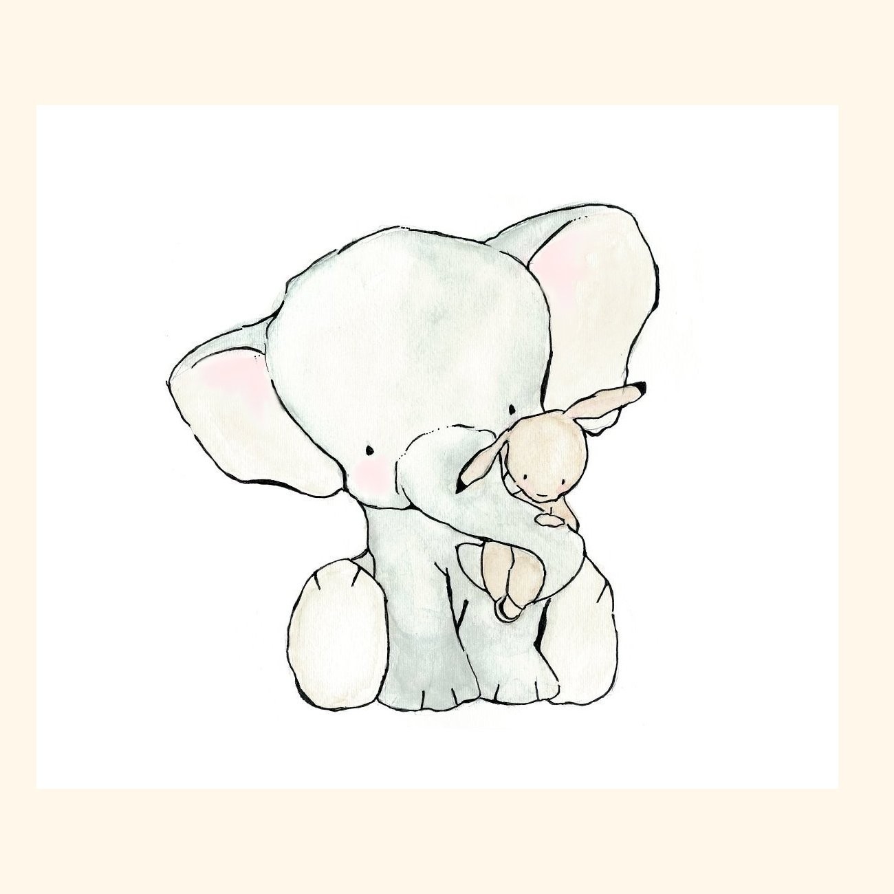 1300x1300 Nursery Art Print For Baby Toddler And Children Elephant Hug 5x7