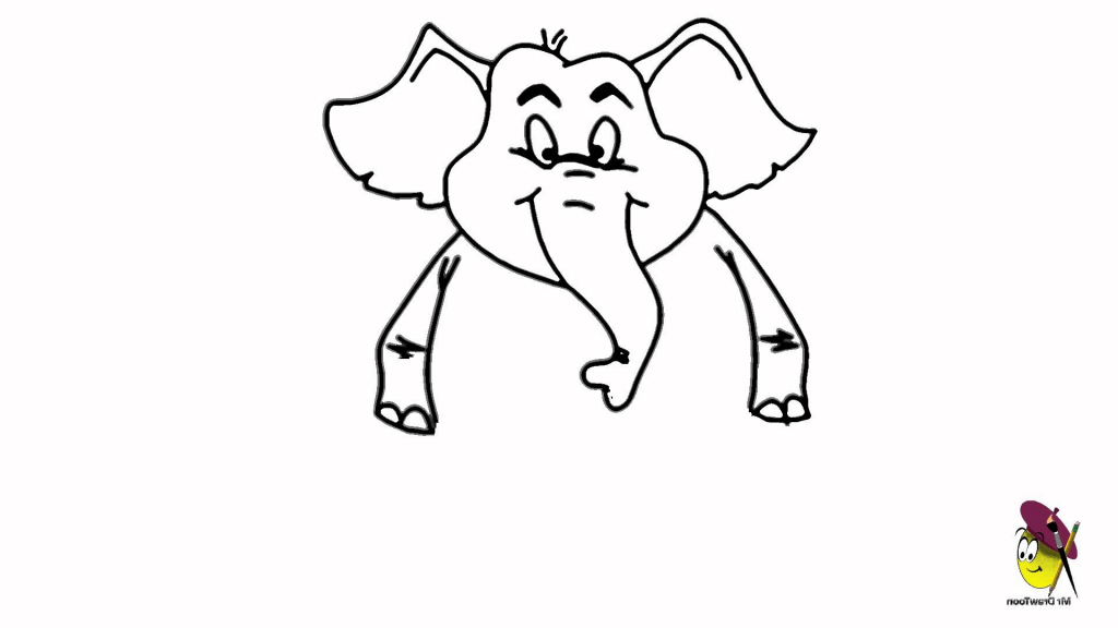 1024x576 Easy Drawing Of An Elephant Standing Elephant Easy Drawing How