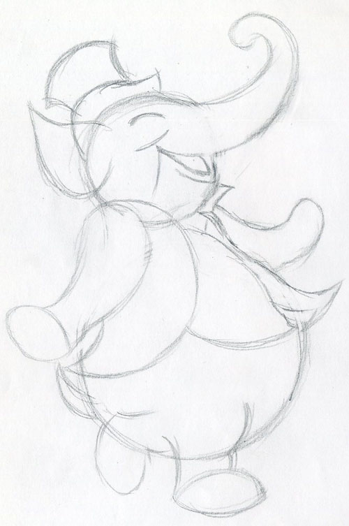 500x753 Walking Cartoon Elephant, Very Cute, Easy To Draw