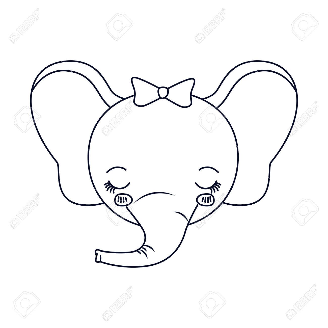 1300x1300 Sketch Silhouette Caricature Face Of Female Elephant Animal Eyes
