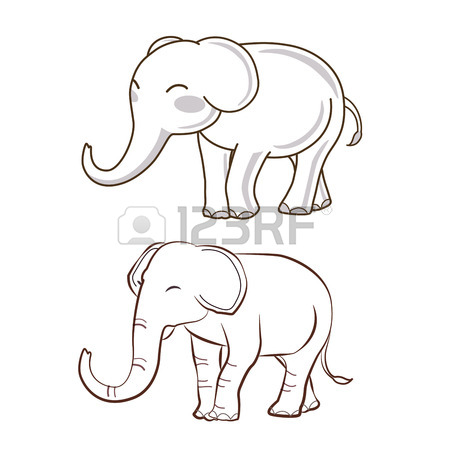 450x450 Elephant Drawing Outline 2 Style Royalty Free Cliparts, Vectors