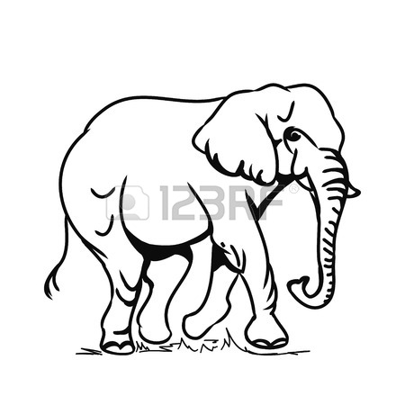 450x450 Graphic Image Large Elephant. The Outline Ofn Elephant On