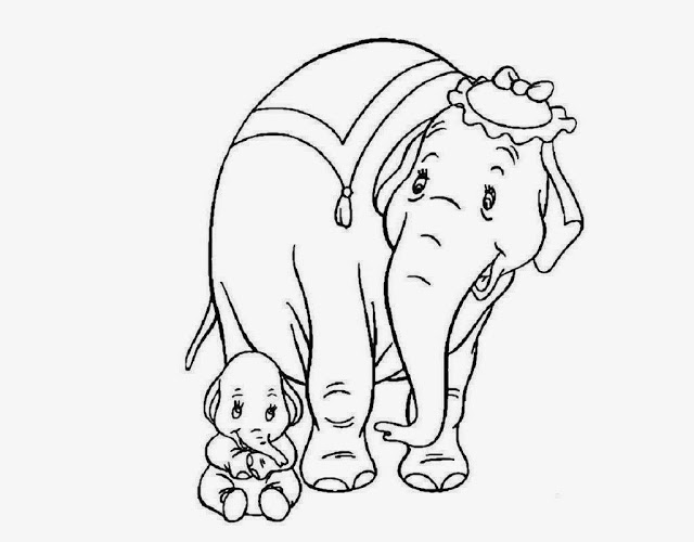 640x500 Colour Drawing Free Wallpaper Elephant Mom Baby Coloring Drawing