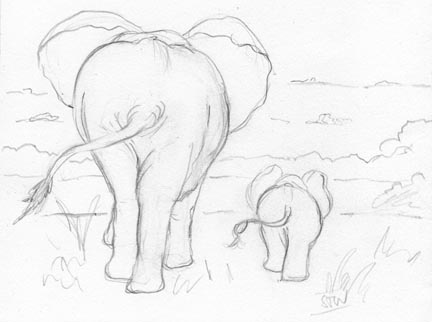 432x322 Drawn Elephant Elephant Tail
