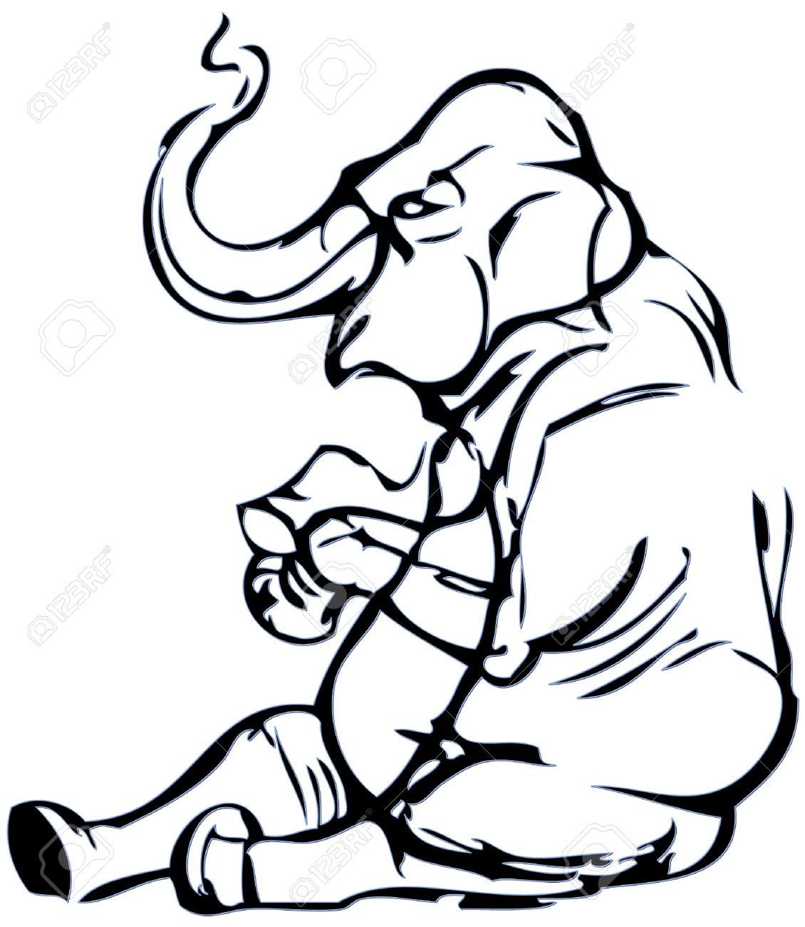1130x1300 Simple Drawing Of An Elephant With Vector Effect Royalty Free