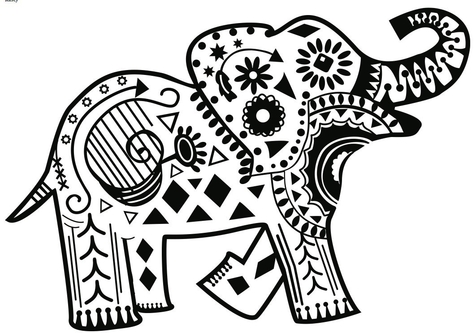 476x333 Adult Tribal Coloring Elephant Pages