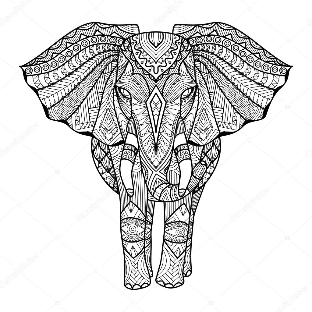 1024x1024 Elephant Tattoo Trunk Up Indian