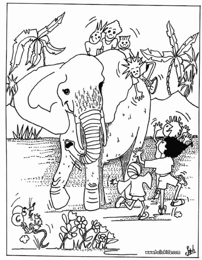 700x900 Kids And Elephant Coloring Pages