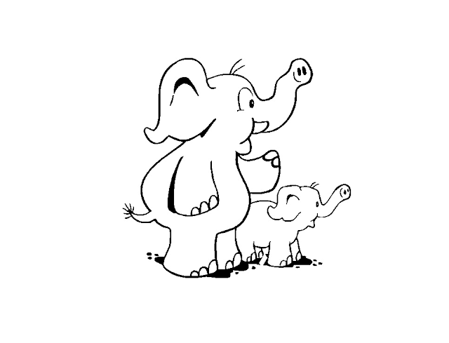 640x489 Elephant Mom Baby Coloring Drawing Free Wallpaper Anggela