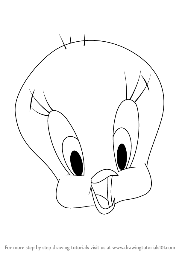 598x844 Learn How To Draw Tweety Bird Face (Tweety) Step By Step Drawing