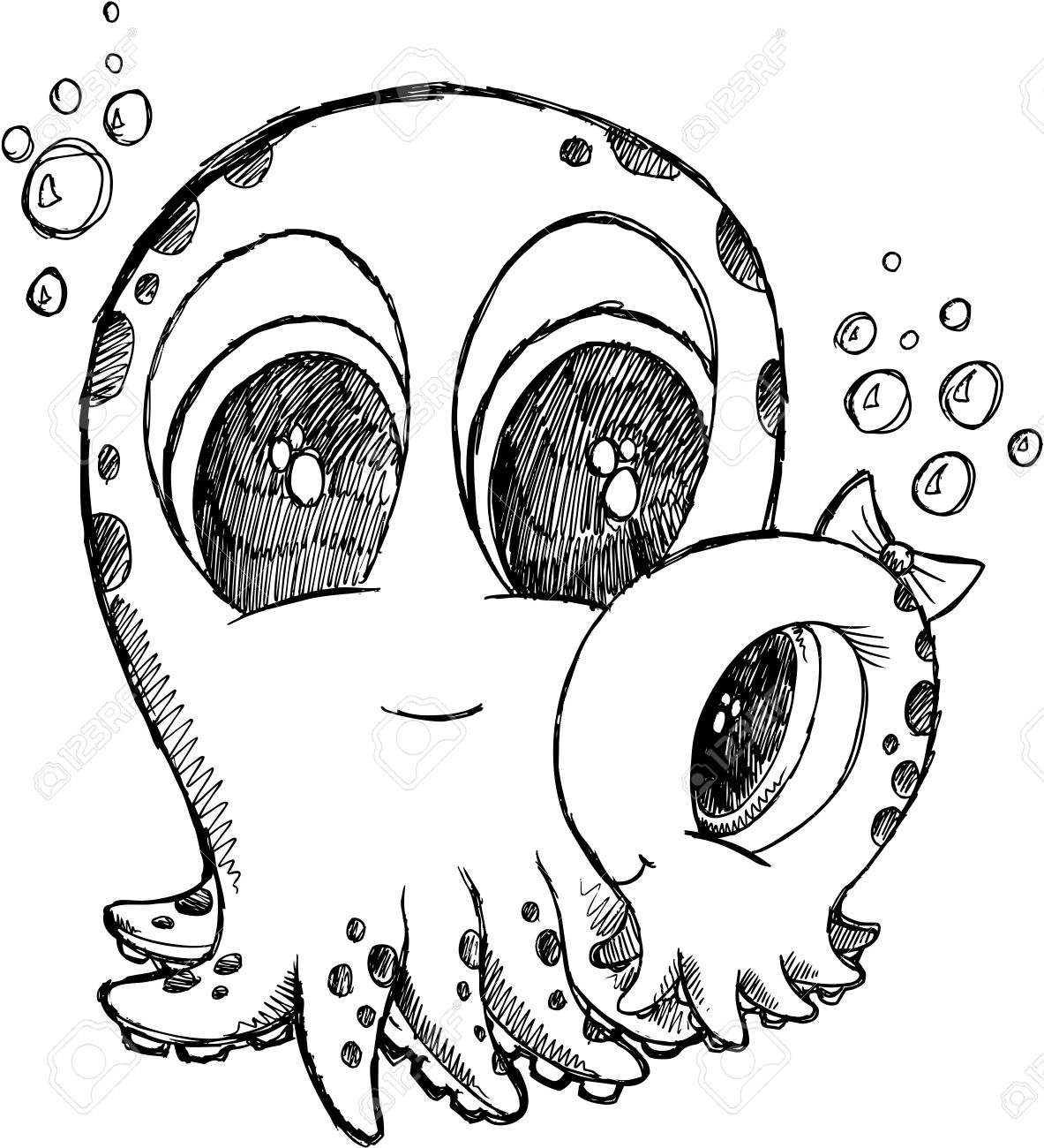 1183x1300 Octopus Eyes Sketch Cute Sketch Doodle Octopus Art Doodles