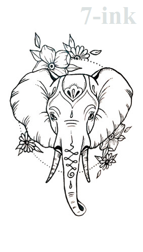283x496 Water Transfer Fake Tatto Sketch Elephant Tatoo Ganesa Body Art