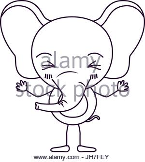 300x335 Sketch Silhouette Caricature Of Cute Elephant Happiness Expression