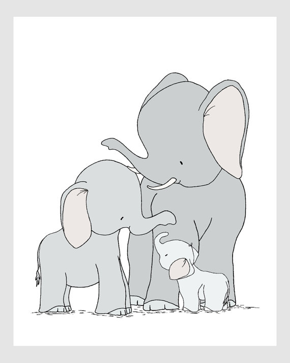 570x713 Elephant Nursery Art Print Elephant Family Art Kids Wall