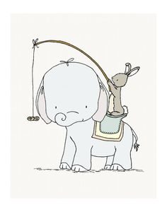 236x300 Elephant And Bunny Nursery Art