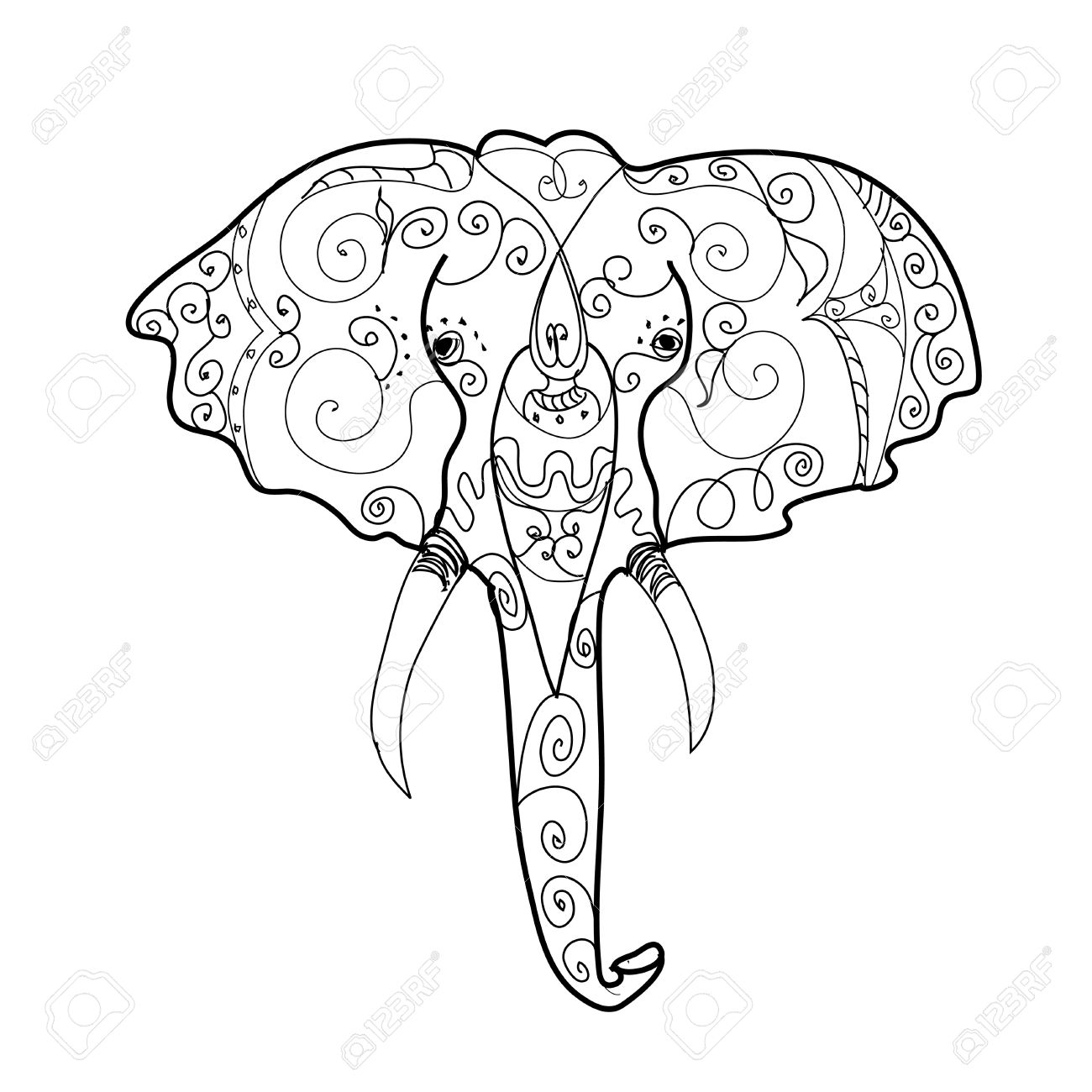 1300x1300 Elephant S Head Tattoo Royalty Free Cliparts, Vectors, And Stock