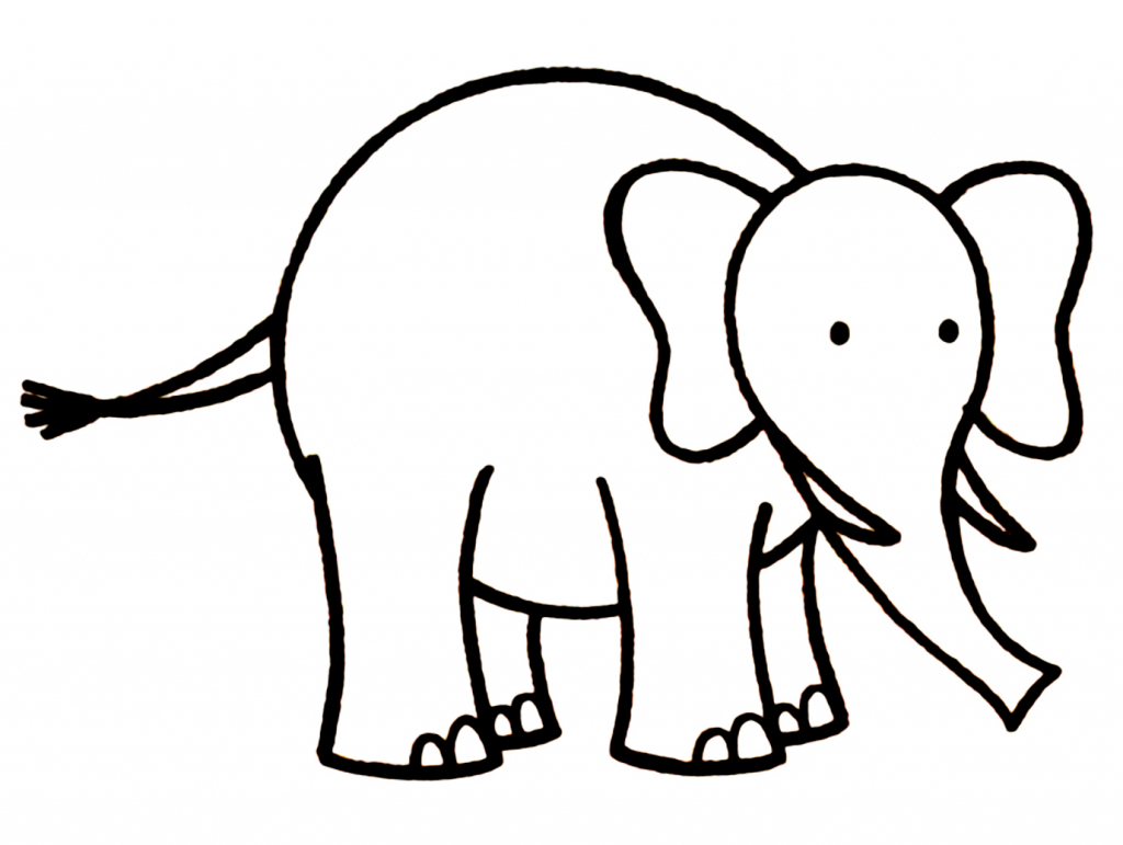 1024x771 Elephant Simple Drawing