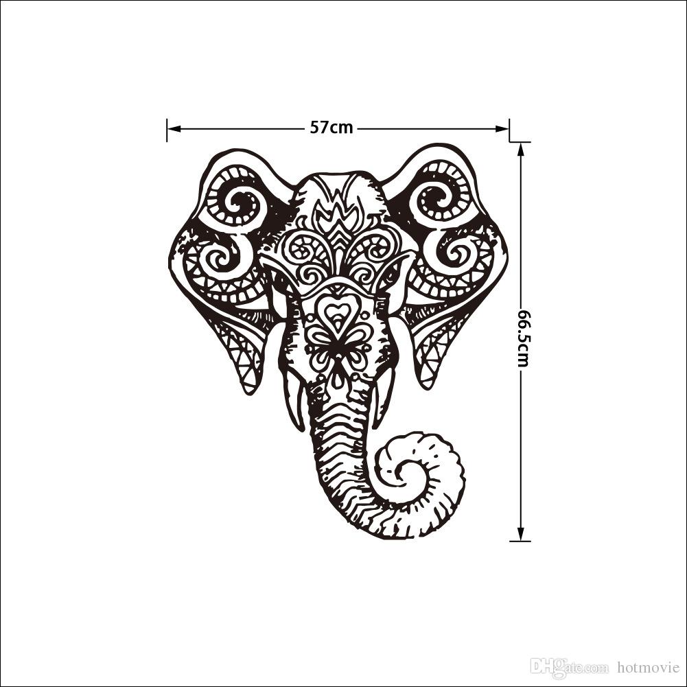 1001x1001 Elephant Indian Pattern Yoga Cute Vinyl Wall Decal Sticker Art
