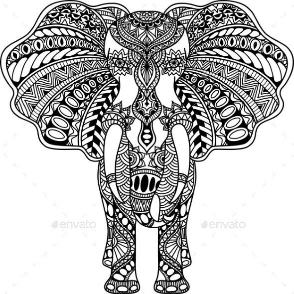 590x590 Vector Henna Mehndi Decorated Indian Elephant By Kavalenkava