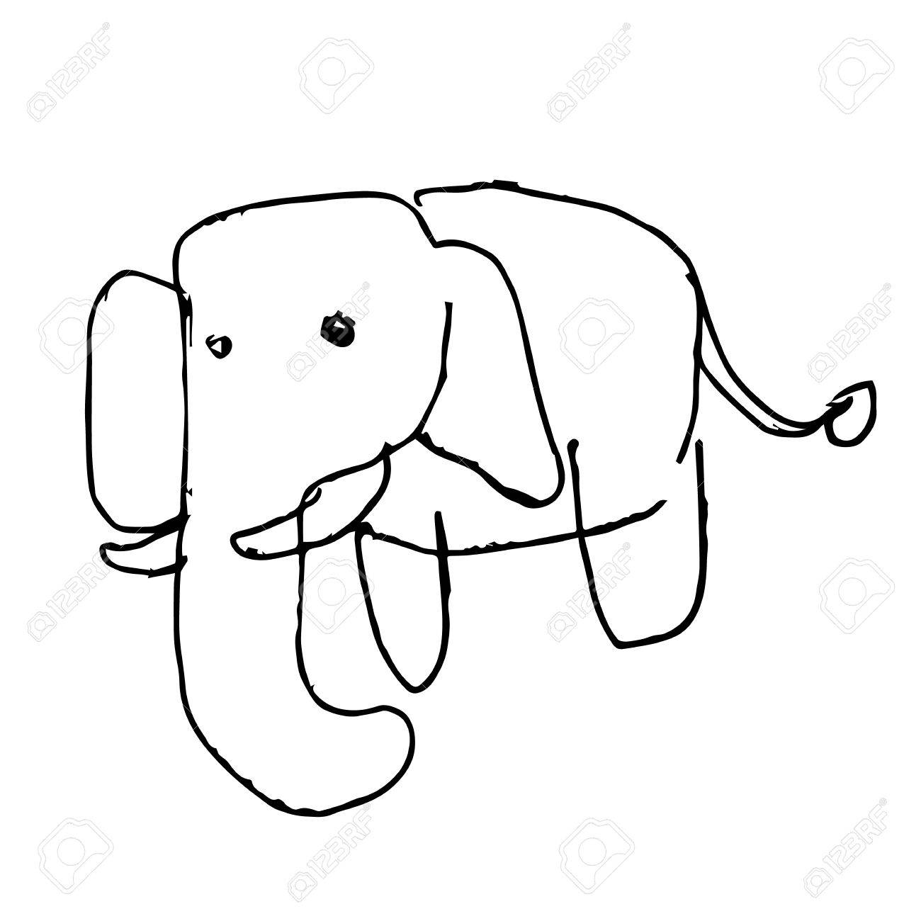 1300x1300 Freehand Sketch Illustration Of Elephant Doodle Hand Drawn