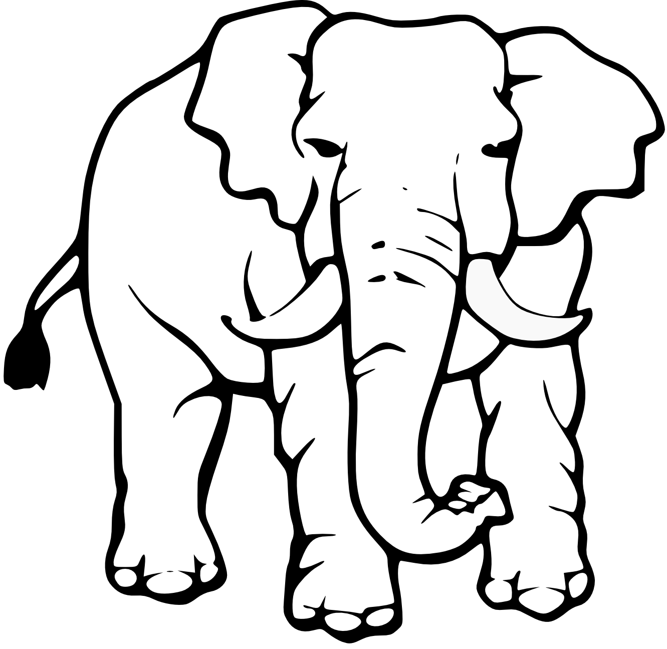 1331x1295 Free Elephant Clipart Black And White Image