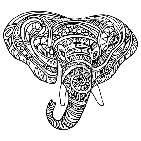 450x450 Stylized Head Of An Elephant. Ornamental Portrait Of An Elephant