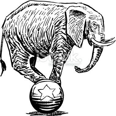 379x380 Pen And Ink Vector Illustration Of A Circus Elephant. Compound