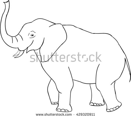 450x406 Elephant Outline Drawn Elephant Outline Pencil And In Color Drawn