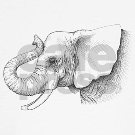 460x460 Elephant Profile Drawing Throw Pillow By Alabamagulfcoast