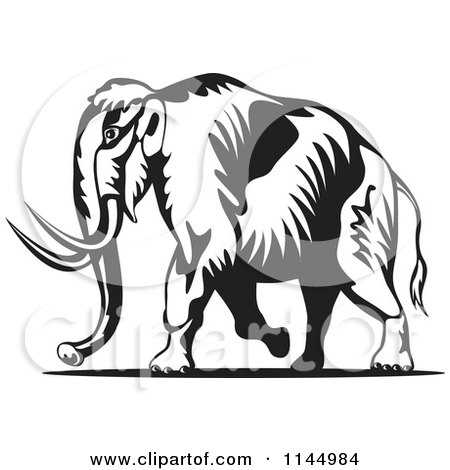 450x470 Clipart Graphic Of A Drawing Sketch Styled Woolly Mammoth