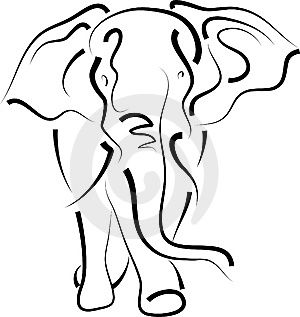300x317 Line Drawing Of Elephant Group