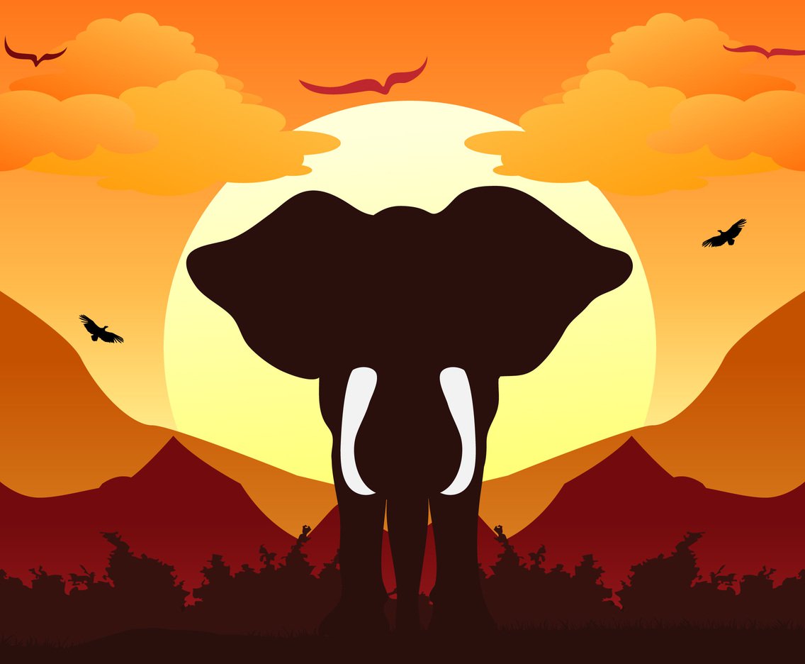 1136x936 Elephant Silhouette Background Sunset Vector Art Amp Graphics