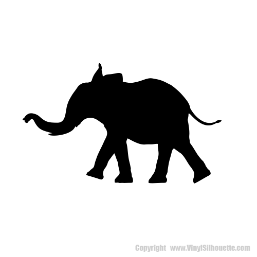 500x500 Full Size Baby Elephant Silhouette Wall Decals (Safari Animal Decor)