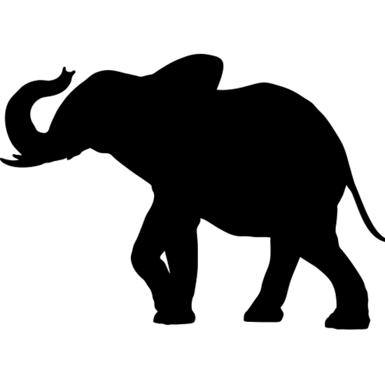 550x550 Life Size Elephant Silhouette Wall Decals (Safari Animal Decor
