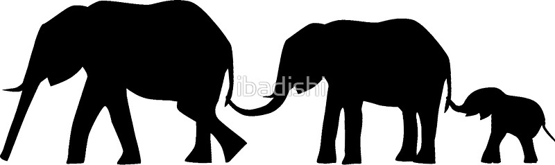 800x238 Silhouettes Of 3 Elephants Holding Tails Stickers By Ibadishi